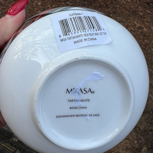 Mikasa Tartan White Bone China Fruit Desert Dish NWT - Picture 6 of 8